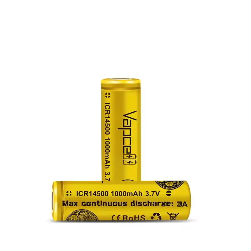 High Quality Original Vapcell 14500 1000mah 3A Cylindrical Battery ICR14500 3.7V Rechargeable Lithium Batteries for Toys