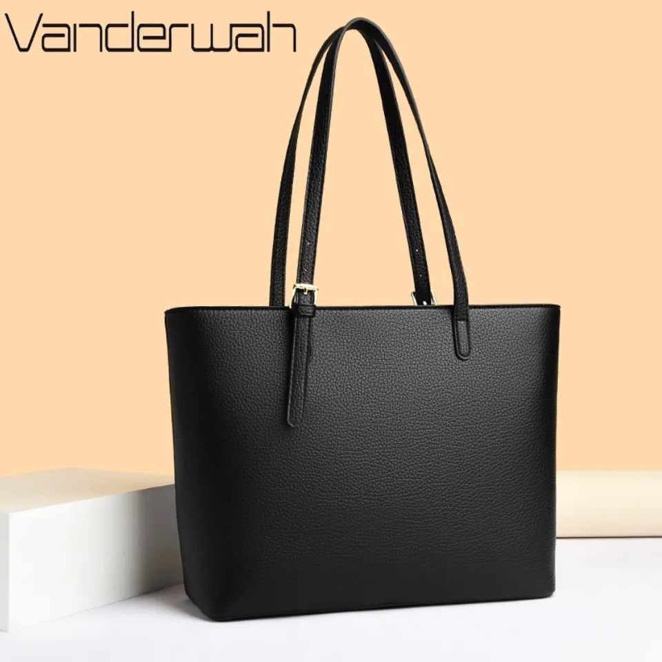 Solid Color Women's Shoulder Bags Soft Leather Handbag Ladies Large Capacity Casual Tote Bag Luxury Top Handle Bag Commuter Sac