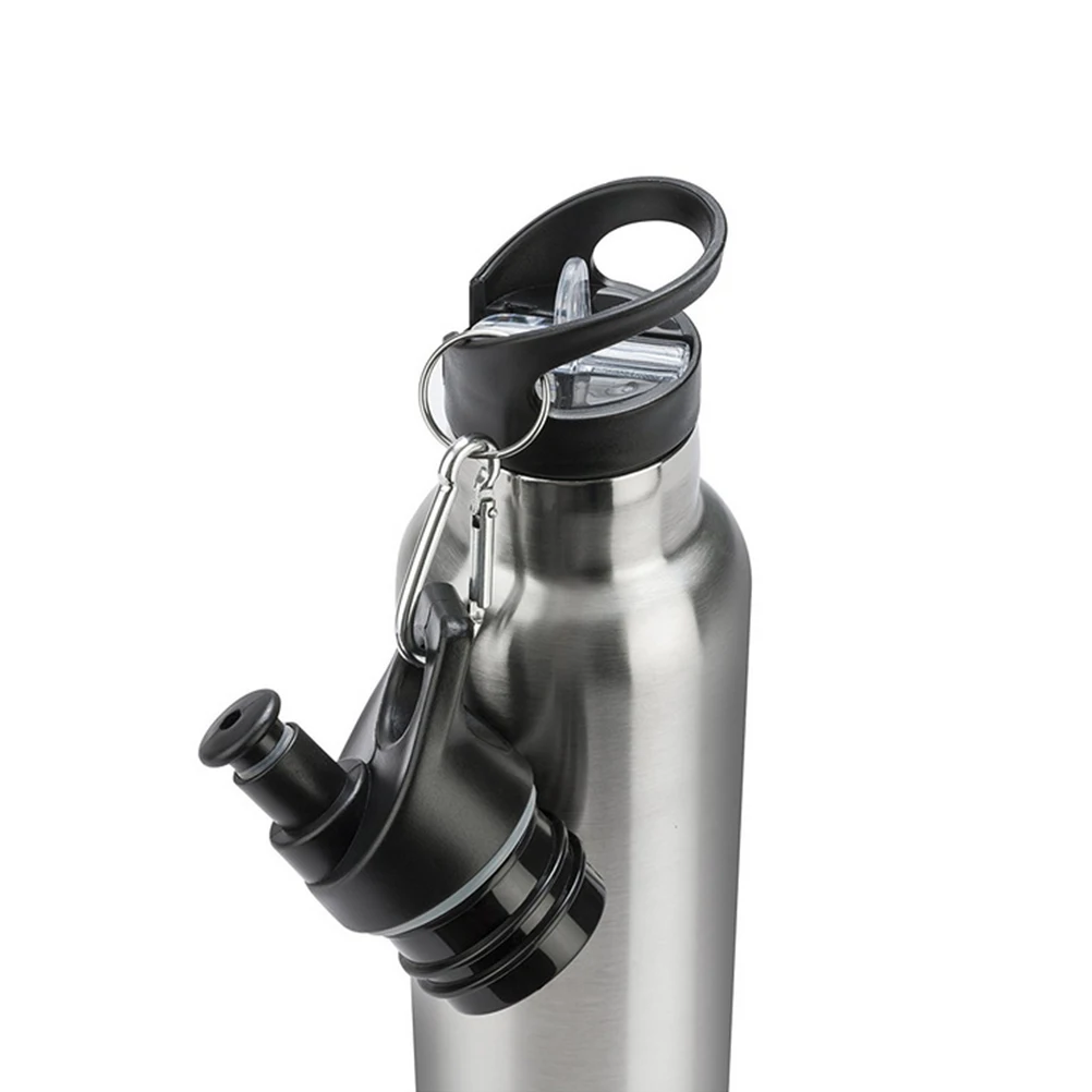 

3 Pcs Sports Kettle Straw Lid Vacuum Bottle Nozzle Cover Suction for Daily Use Black