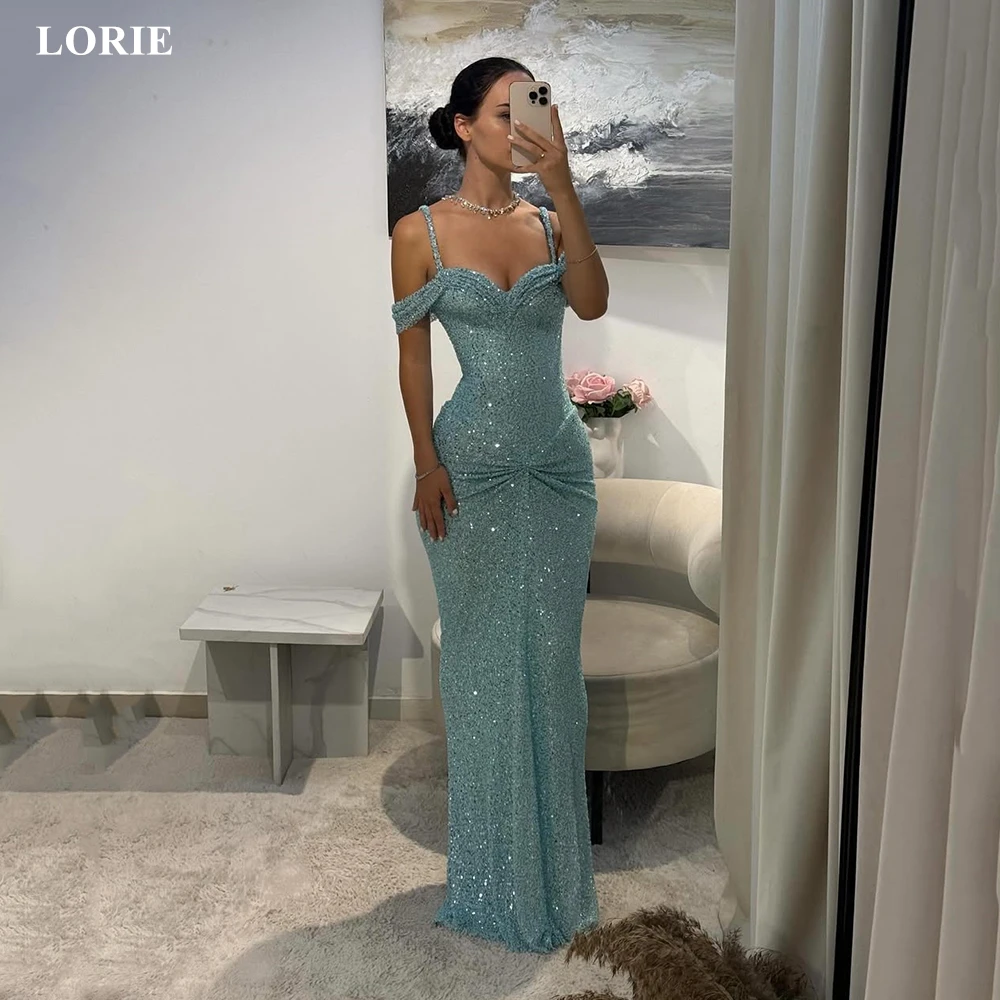 LORIE Sexy Abendkleid mit tiefem Ausschnitt, plissiert, schulterfrei, Partykleider, ärmellos, mit Pailletten besetzt, Ballkleider, individuell gestaltet