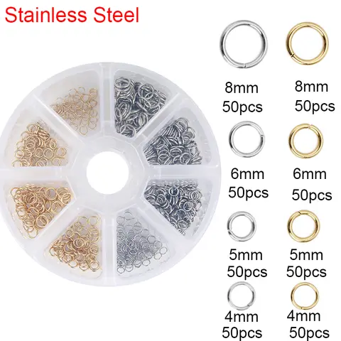 Stainless Steel Lobster Clasps Open Jump Rings Crimp Beads Caps For Diy Bracelet Necklace Supplies Jewelry Making Kit Set Box