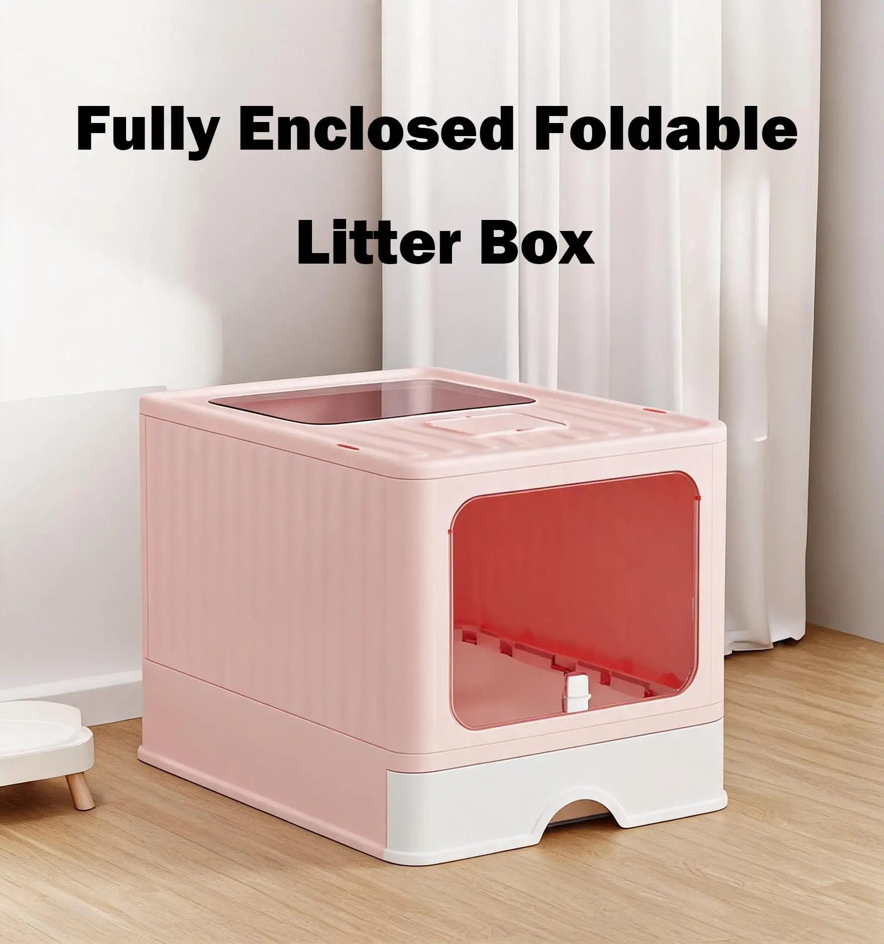 Large Covered Cat Litter Box with Odor Control & Slide-Out Tray, Front Entry Door, Anti-Tracking Textured Lid, Privacy Enclosure for Easy Cleaning, 50x40x36 cm