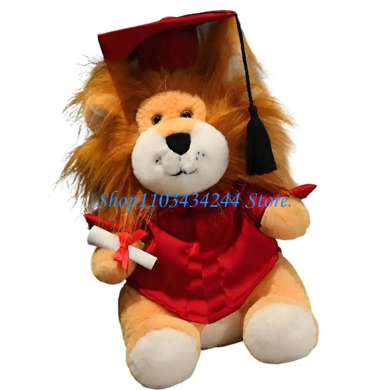  Plush Toy Stuffed Lions Graduate Student Souvenir Graduation Gift Bachelors Hat Graduation Hat Gift for Schools