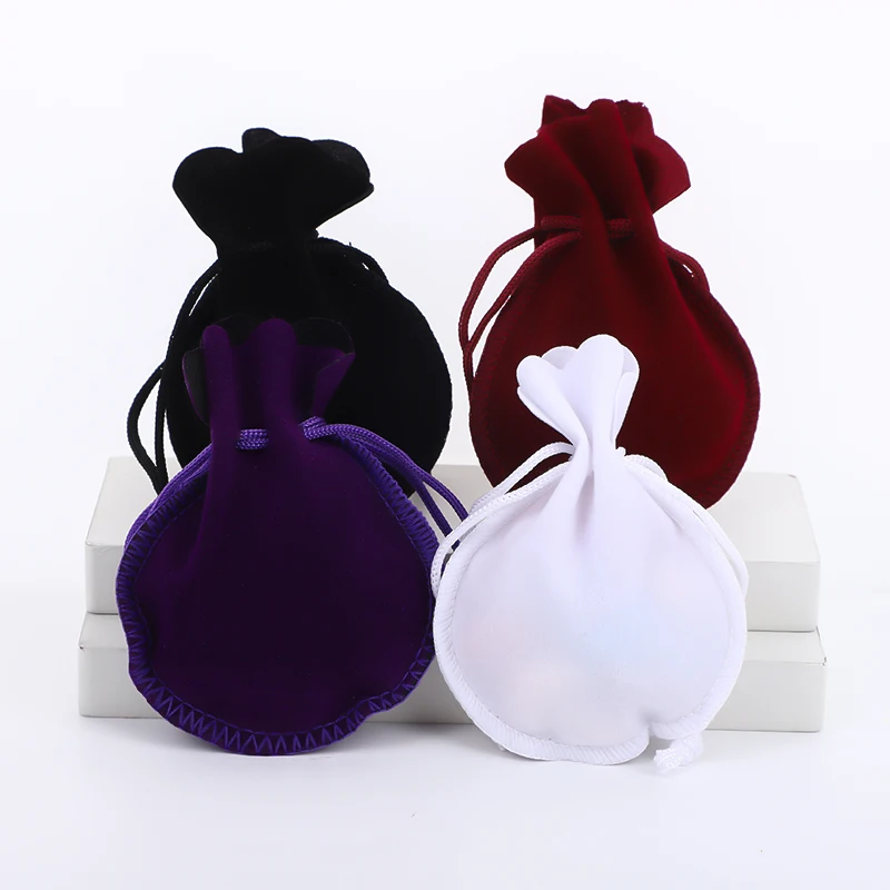 100Pcs/lot Drawstring Gourd Velvet Bags For Ring Earrings Necklace Jewellery Pouches Gift Packaging Bag Custom Logo Print