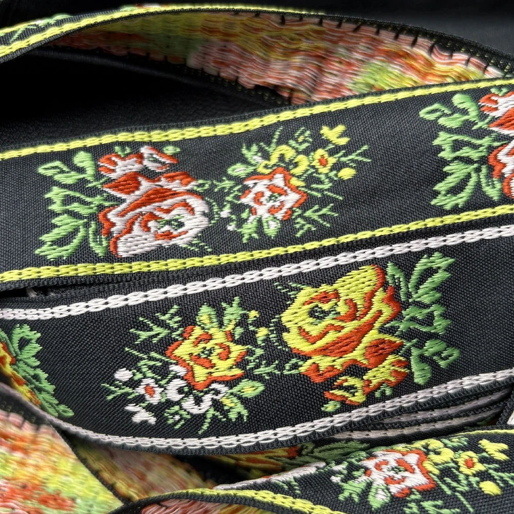 5 Yards 1.38 Inch 35MM Width Flowers National Embroidery Ribbon Lace Fabric Woven Webbing For Clothes DIY Handmade Accessory