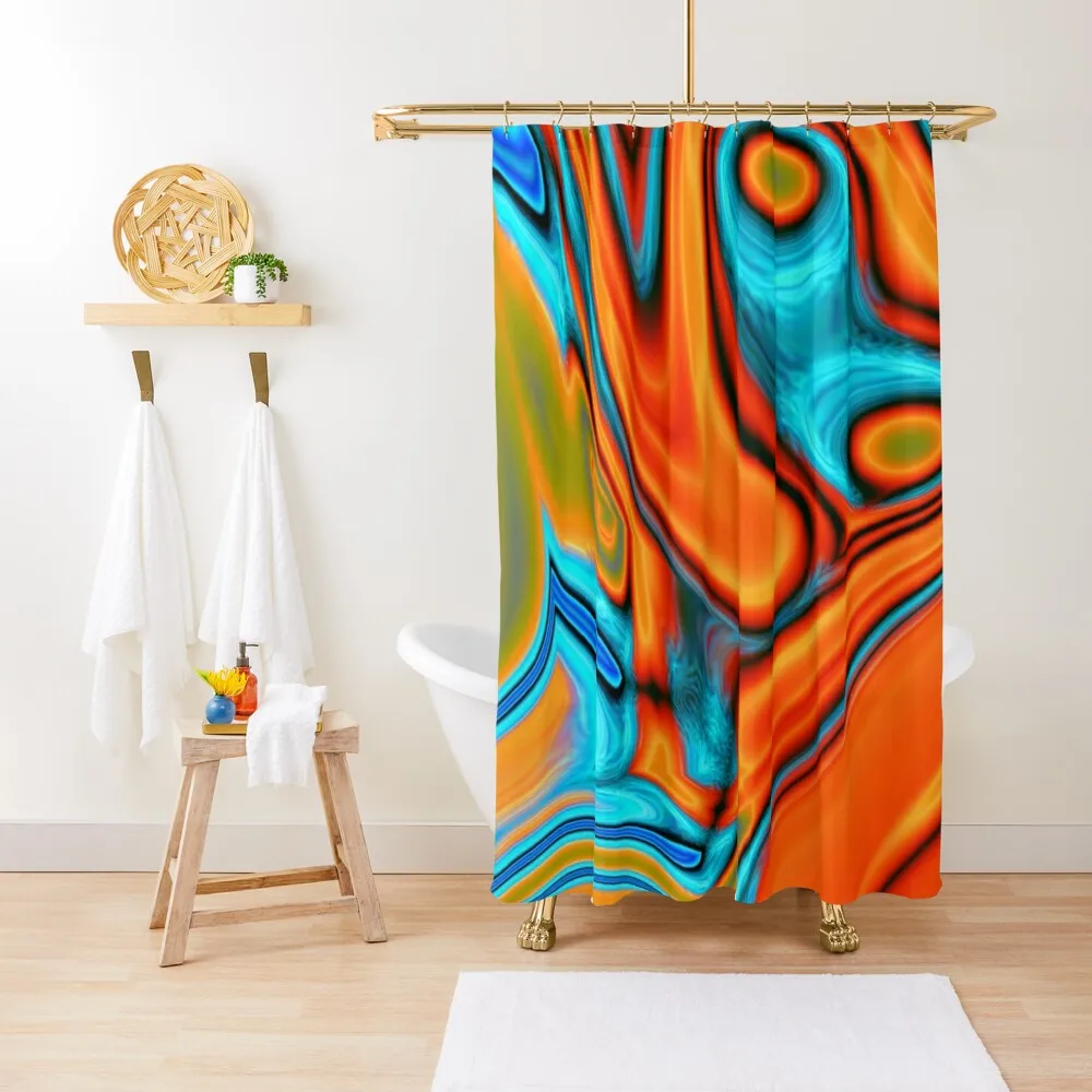 

vivid modern Southwest hipster turquoise orange swirls Shower Curtain Modern Bathroom Accessories Window Curtain