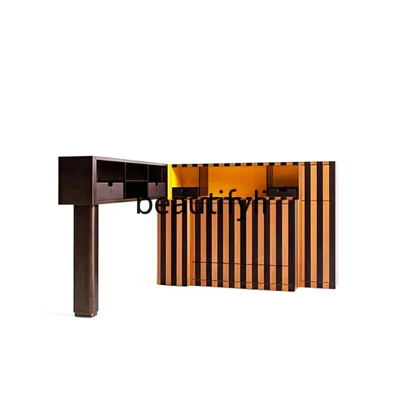 

ss D Light luxury solid wood bar counter wine cabinet Italian fashion creative home
