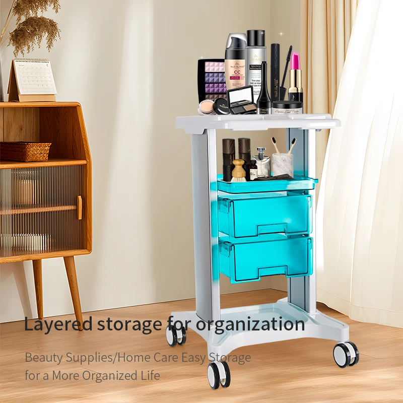 Rolling Cart Organizer Trolley Storage Cart SPA Machine Organizer Stand Device 360°Rotatable Beauty Salon Trolley SPA Equipment