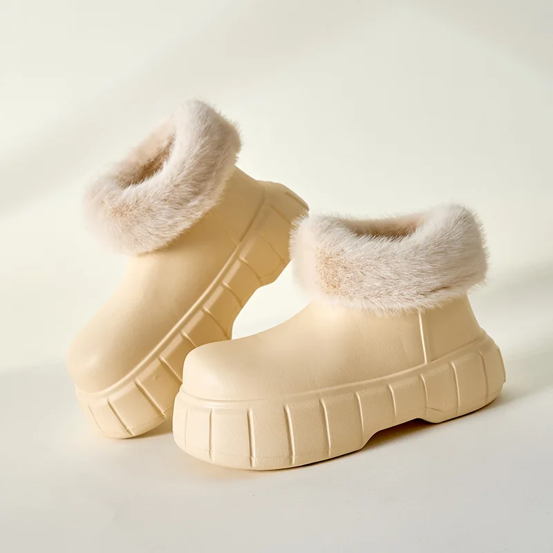 Girls Waterproof Snow Boots Winter Women Outdoor Cotton Shoes Thick Sole Platform Ladies Warm Plush Short Booties Furry Shoes