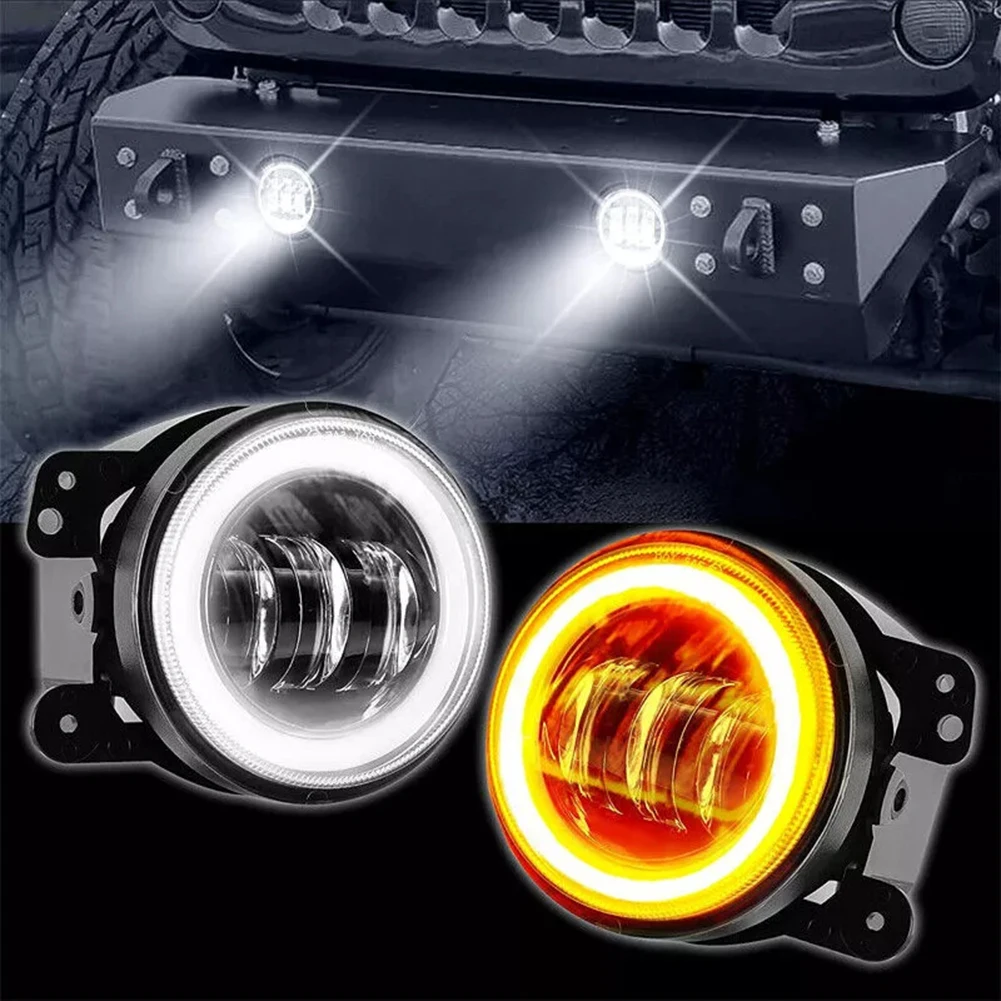 4 Inch Round Lights Angel Driving Lamp Driving In Fog 50000 Hours Lifespan Aluminum Housing Driving Lamps For All Vehicles