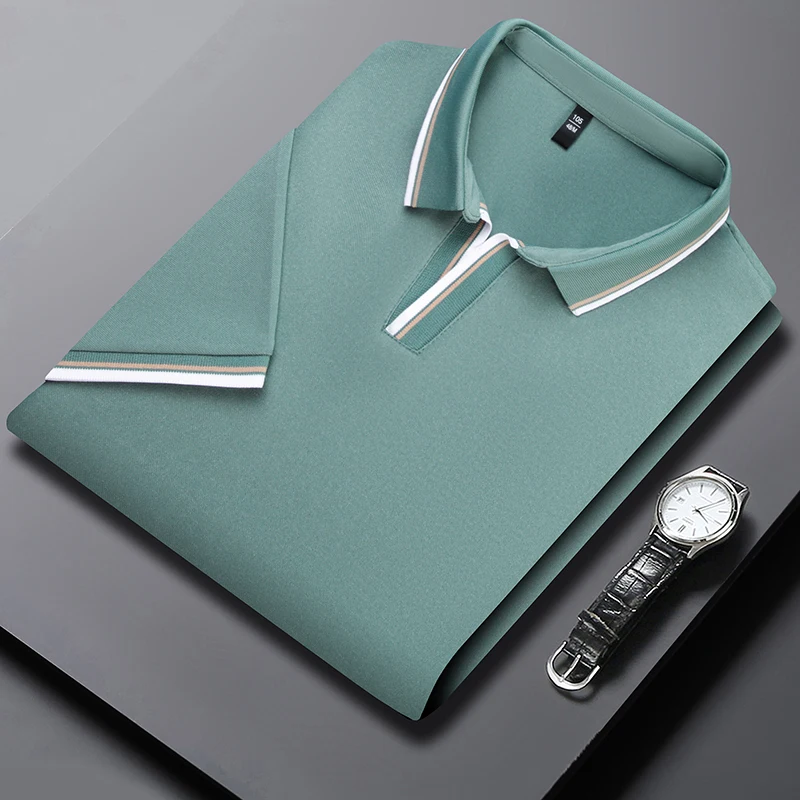 

High quality short sleeve men's polo shirt summer fashion design striped golf top comfortable soft breathable casual T-shirt
