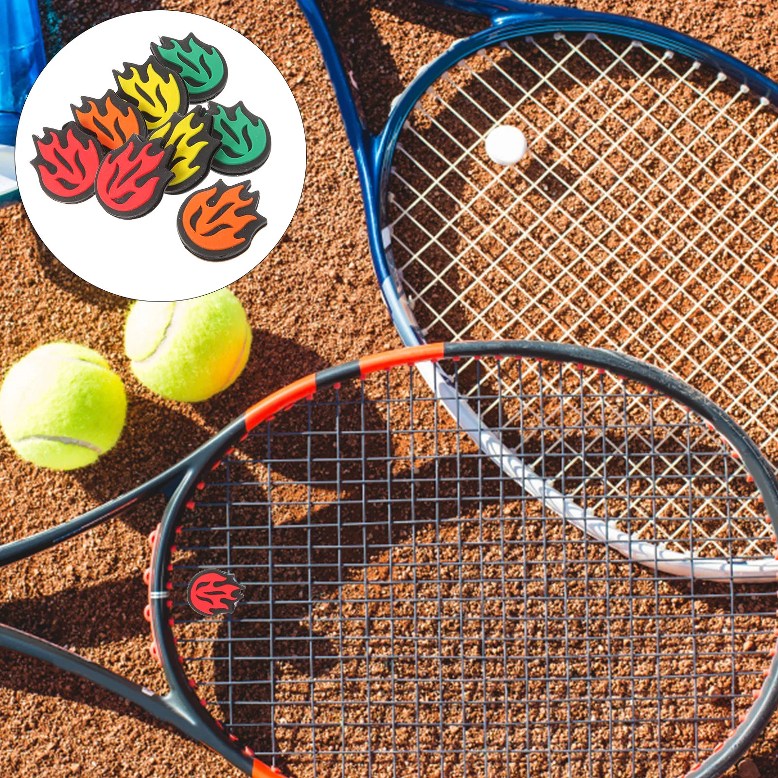 

8 Pcs Tennis Racket Vibration Dampeners Silica Gel Yellow Red Green Orange Accessories for Racquet Tennis