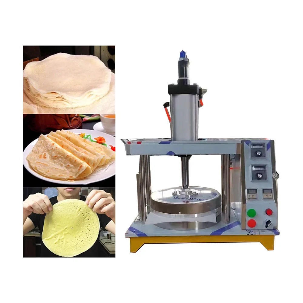 Máquina automática de fazer pão plano roti, crepe fina, pato assado, panqueca mexicana, burrito, tacos, chapati, tortilla