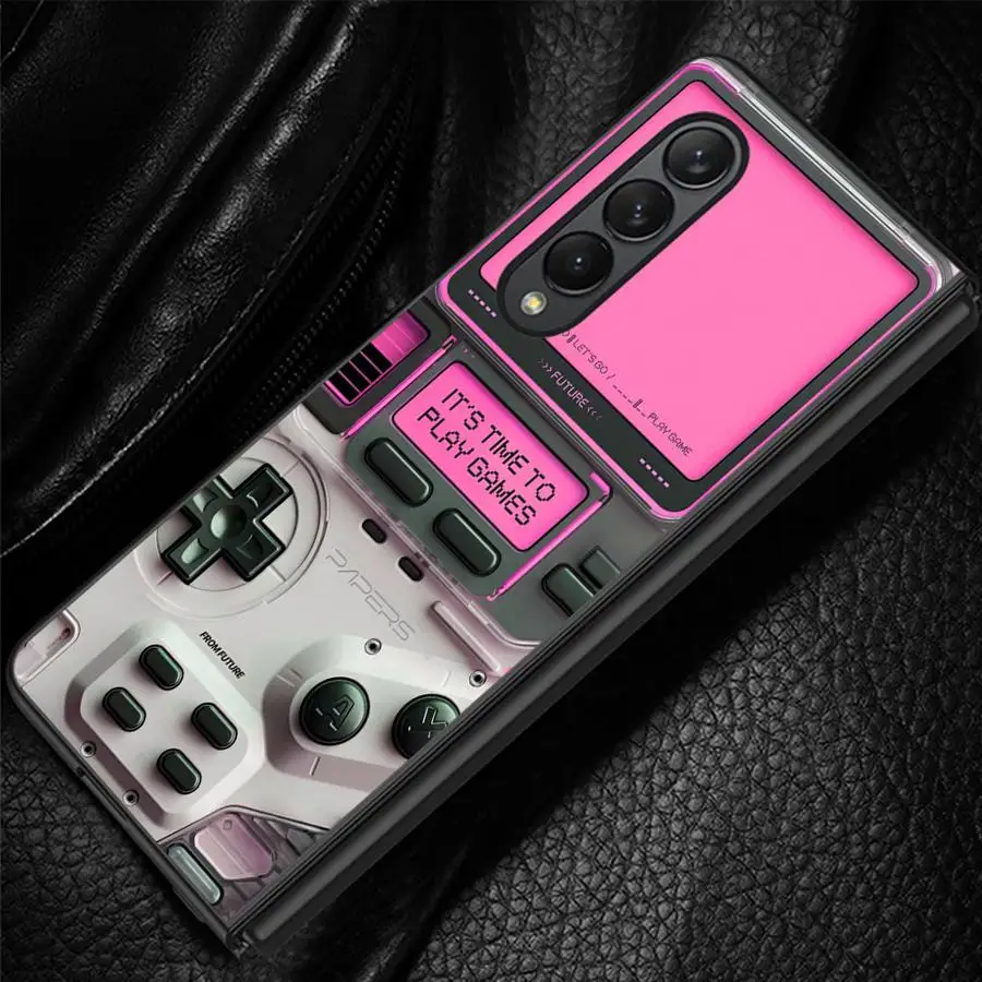 Phone Shell Funda Case for Samsung Galaxy Z Fold 8 Ultra ZFold6 ZFold5 ZFold4 Z Fold 7 6 5 4 3 ZFold3 ZFold7 Pink Game Over