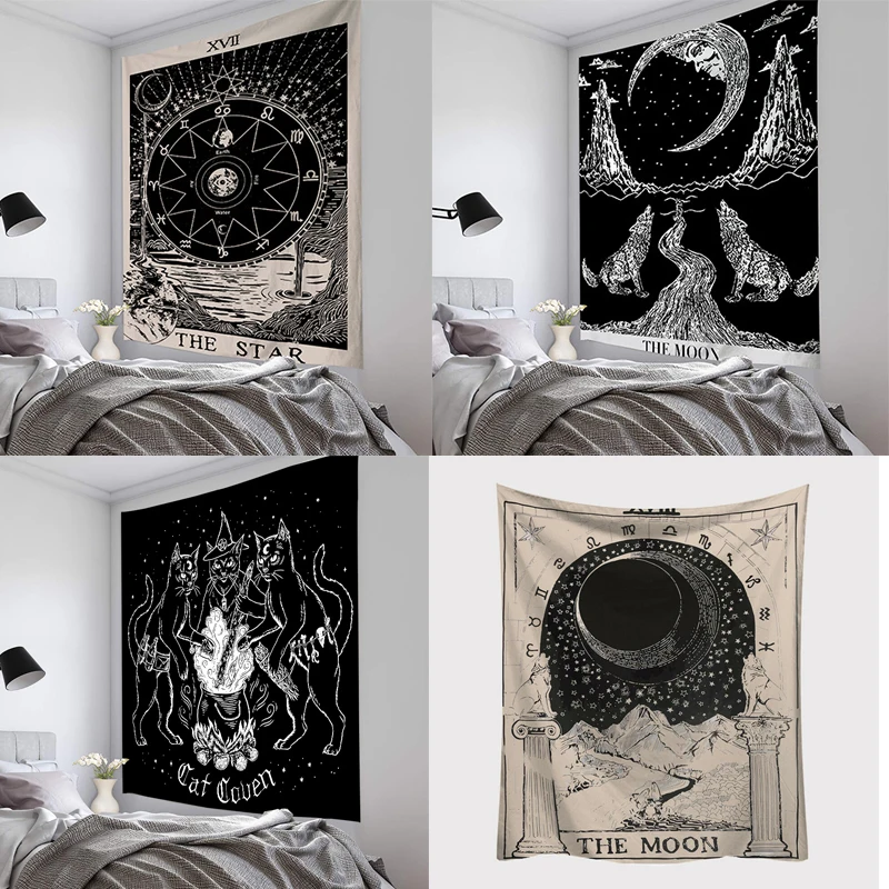 

Tarot Sun and Moon Pattern Blanket Tarot Indian Mandala Tapestry Wall Hanging Bohemia Gypsy Home Bedroom Decorating Throw200x150