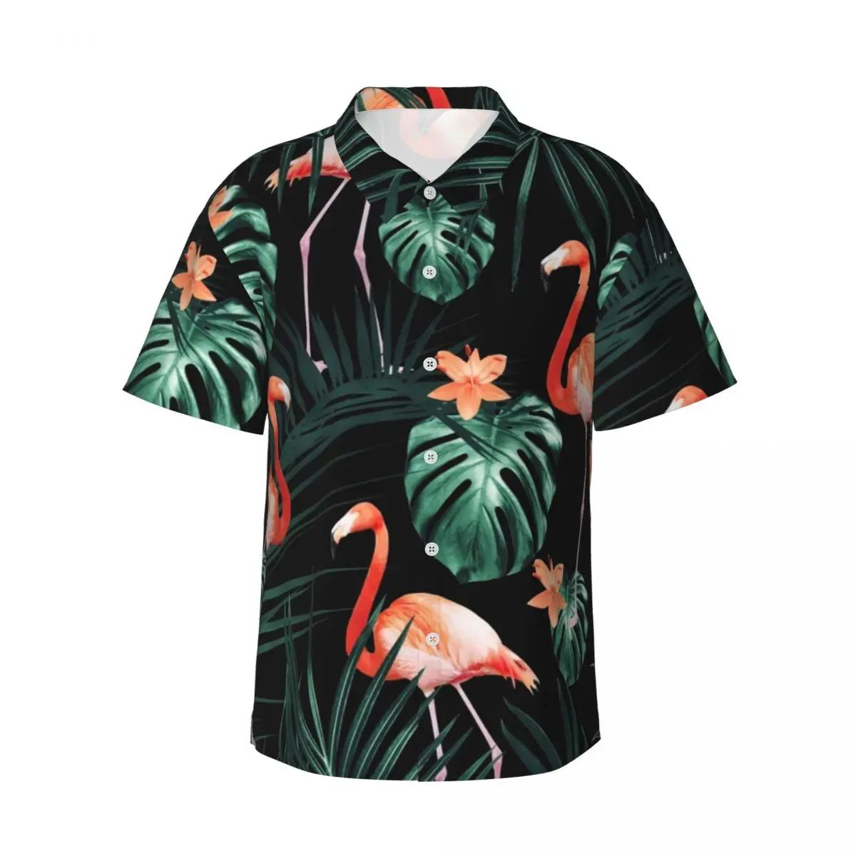

Hawaiian Shirt Beach Palms Floral Print Blouses Tropical Flamingo Night Elegant Casual Shirts Male Short Sleeve Harajuku Tops