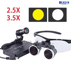 Dental Loupes Dental Magnifier Dental Lab Medical Loupes Magnification Binocular 2.5/3.5x Headlight Wireless 5W Headlamp