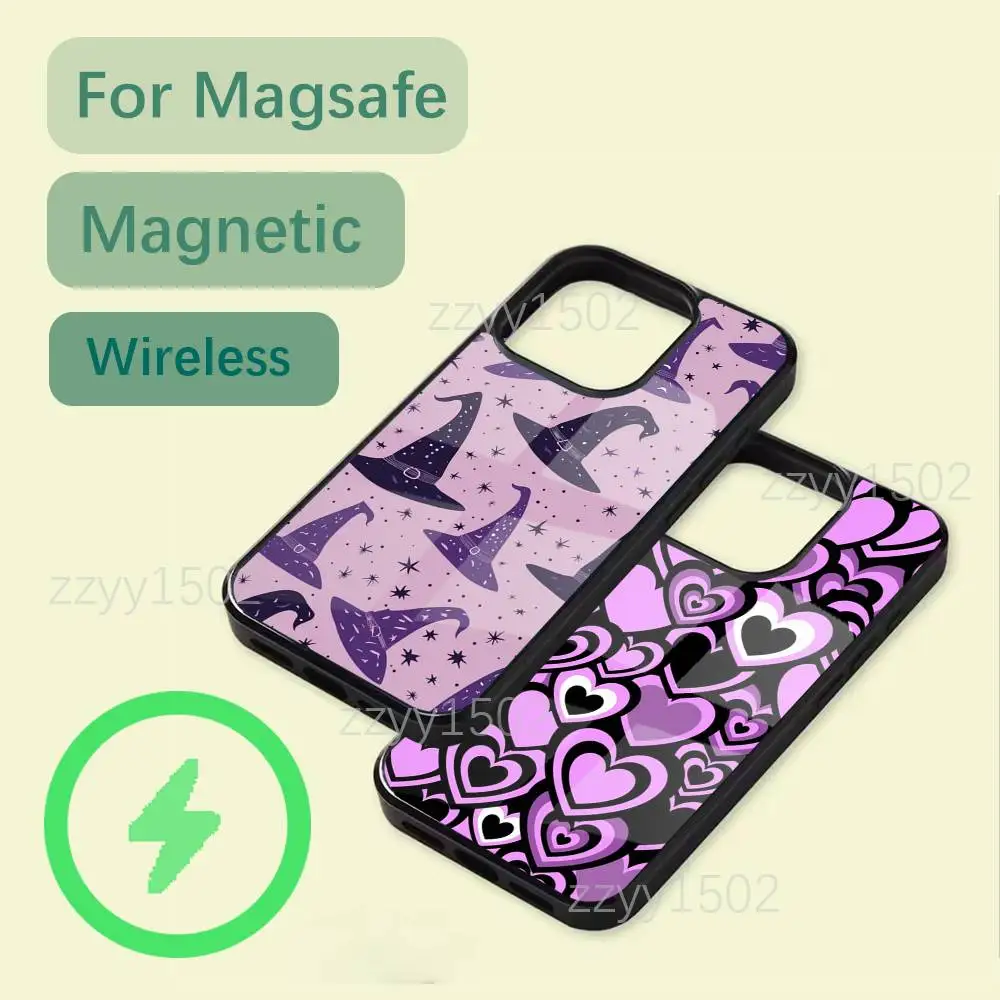 

Aesthetic Purple Vintage with MagSafe Phone Case for iPhone 17,16,15,14,13,12,11 Pro,Max,Plus,X,XS,XR,SE4,E Mini Charging