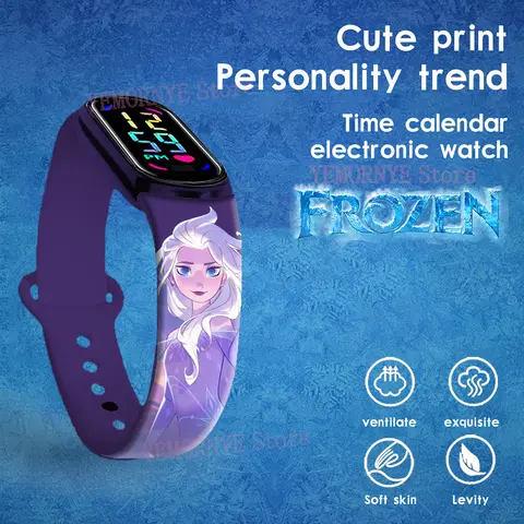 Disney Frozen Digital Kids' Watches Anime Figures LED Luminous Watch Touch Waterproof Electronic Sports Watch Kids Birthday Gift
