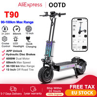 OOTD T90 6000W Peak Electric scooter Adult dual Motor 85km/h Max Speed 13inch Road Off-road Tires 60V 31.2Ah Battery 100km Range