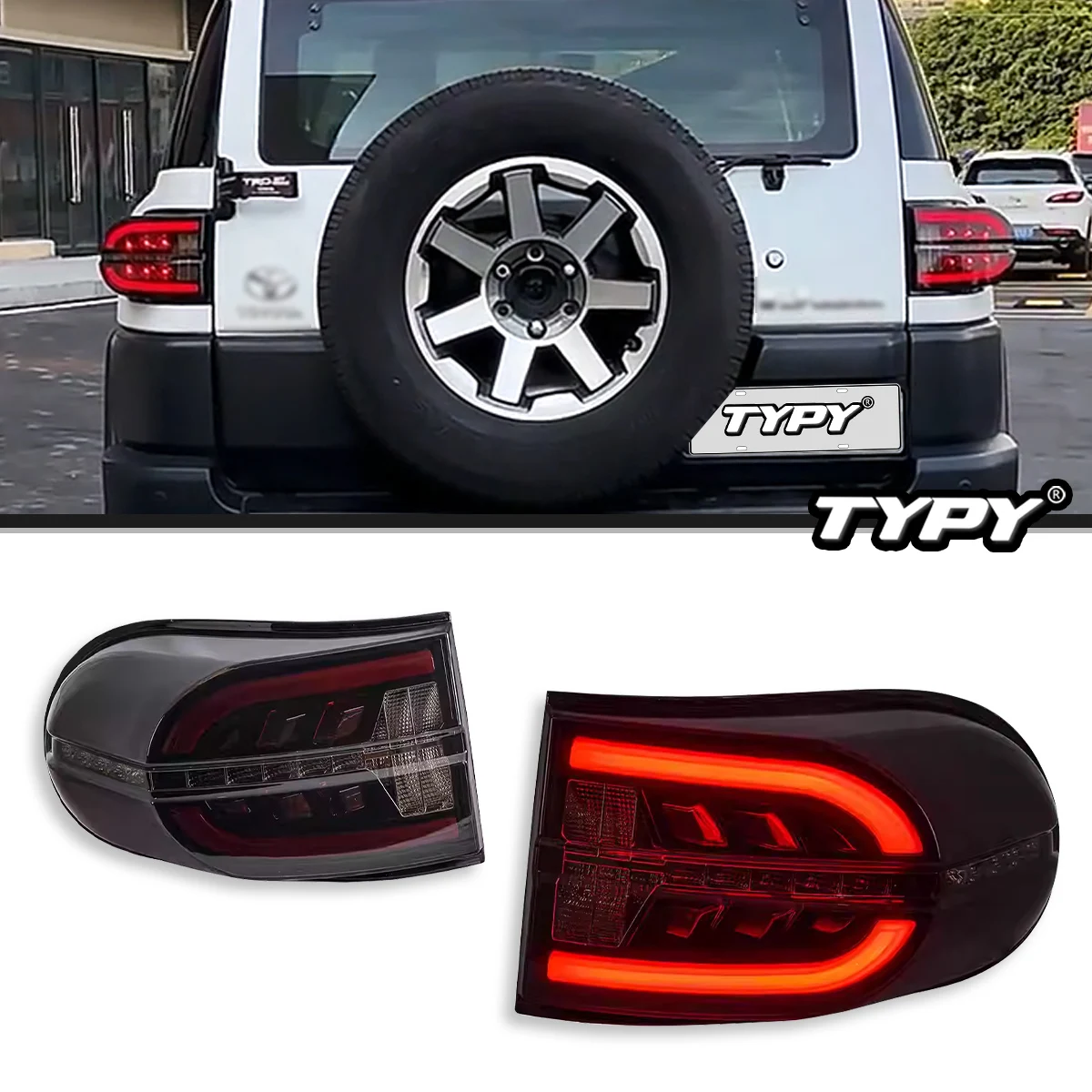 

TYPY автомобильные задние фонари для Toyota FJ Cruiser 2007-2020, обновленный модифицированный динамический указатель поворота, светодиодный задний фонарь, автоаксессуары