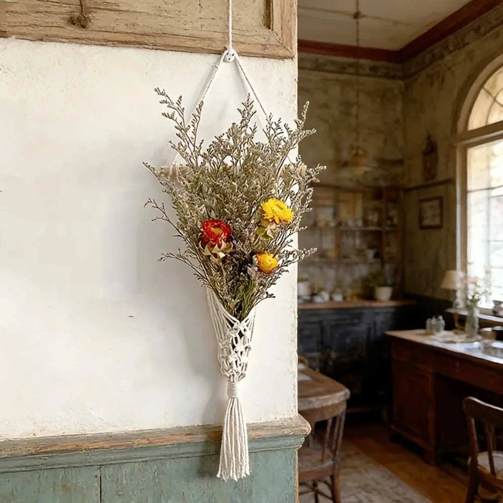 Bohemian Handmade Weaving Flower Arrangement Decoration Atmospheric Wall Decoration Homestay Living Room Bedroom Pendant Niche