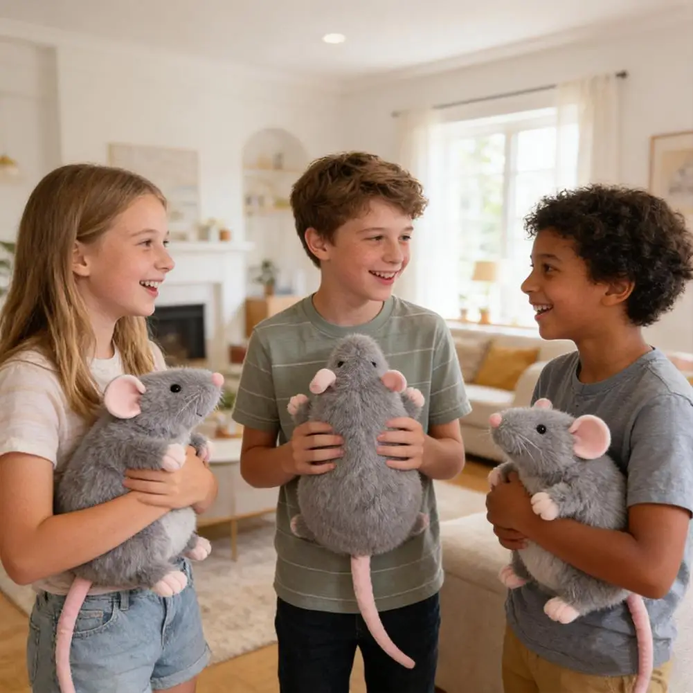 

3D-имитация мыши, супермягкая плюшевая игрушка, плюшевая кукла-мышь, мягкая игрушка-крыса, плюшевое животное, плюшевый талисман, подарок на Новый год и день рождения