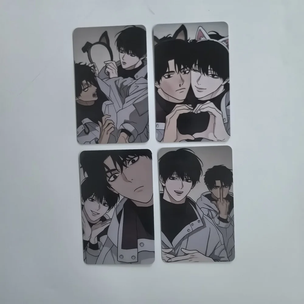 4Pcs Korean Manhwa Reverse Thinking Photo Card Set - 3 Inch Collectible Manga Character Collectible Lomo Cards ﻿