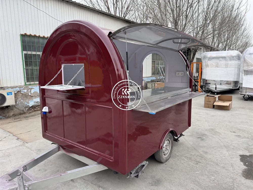 Street Food Truck Coffee Cart Trailer Ice Cream Hot Dog Kiosk Custom Fully Kitchen Equipments Fast Food Truck Trailer For Sale