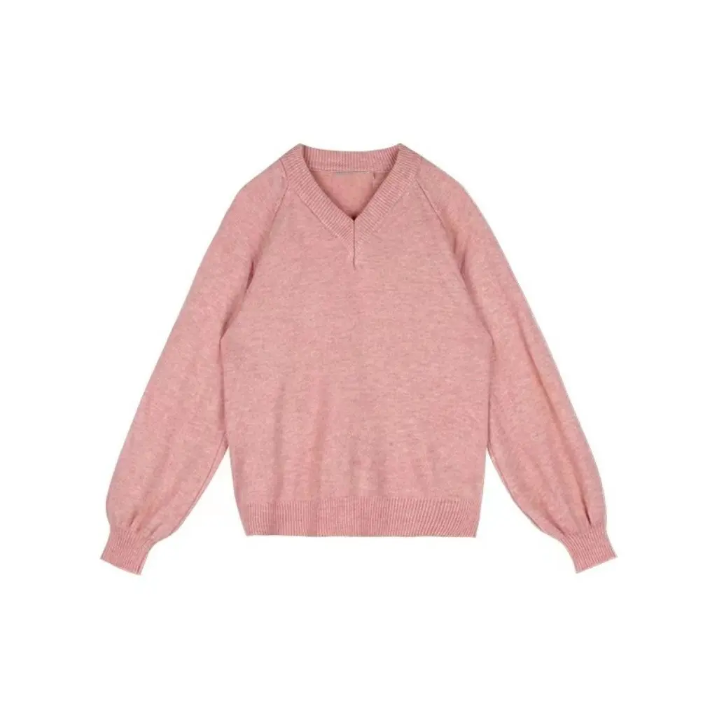 

Женский мягкий свитер в ленивом элегантном стиле с v-образным вырезом, вязаный топ, свободный крой, модная осень