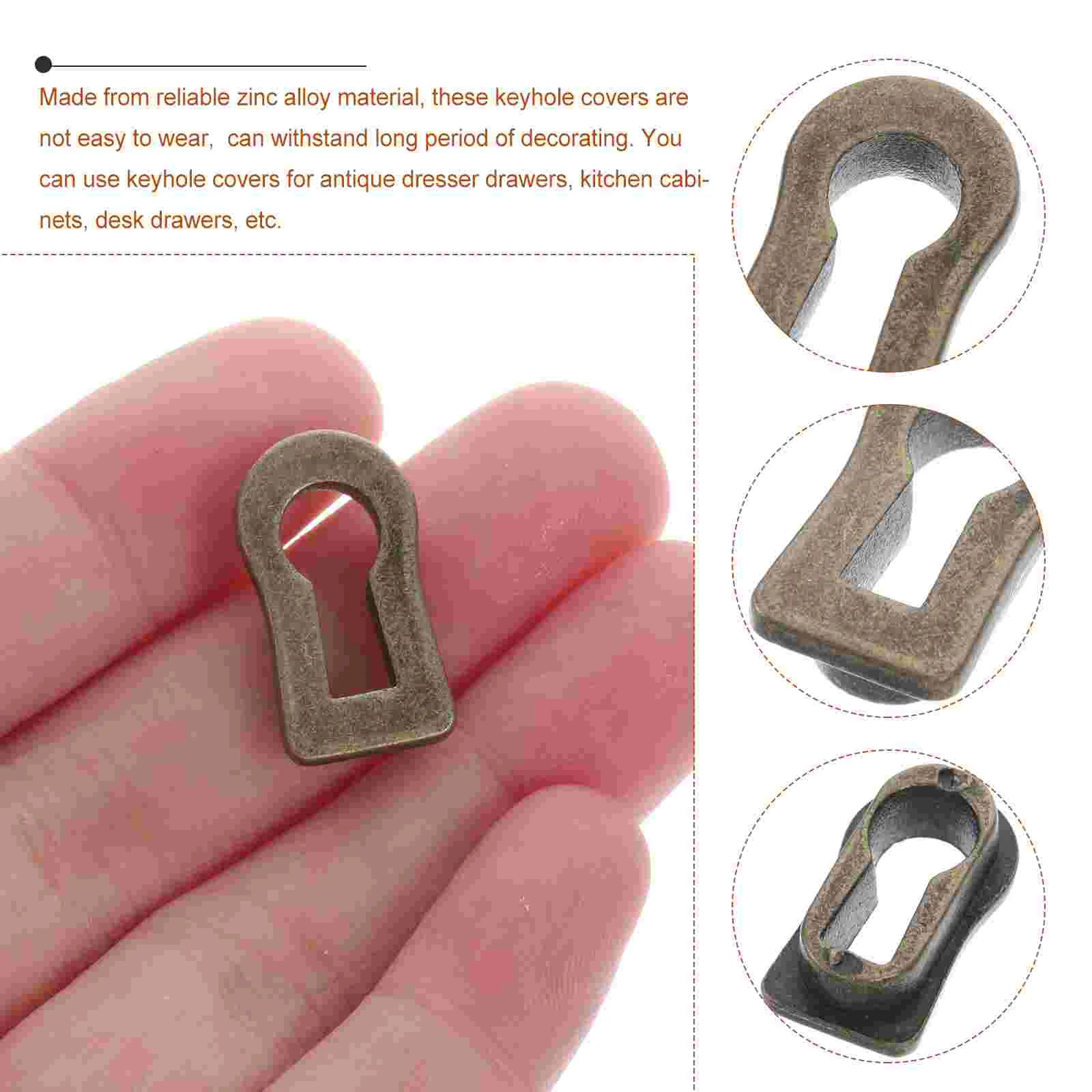 10 Pcs Furniture Key Hole Hanger Bracket Zinc Alloy Door Cover Plate Decorative Keyhole Covers