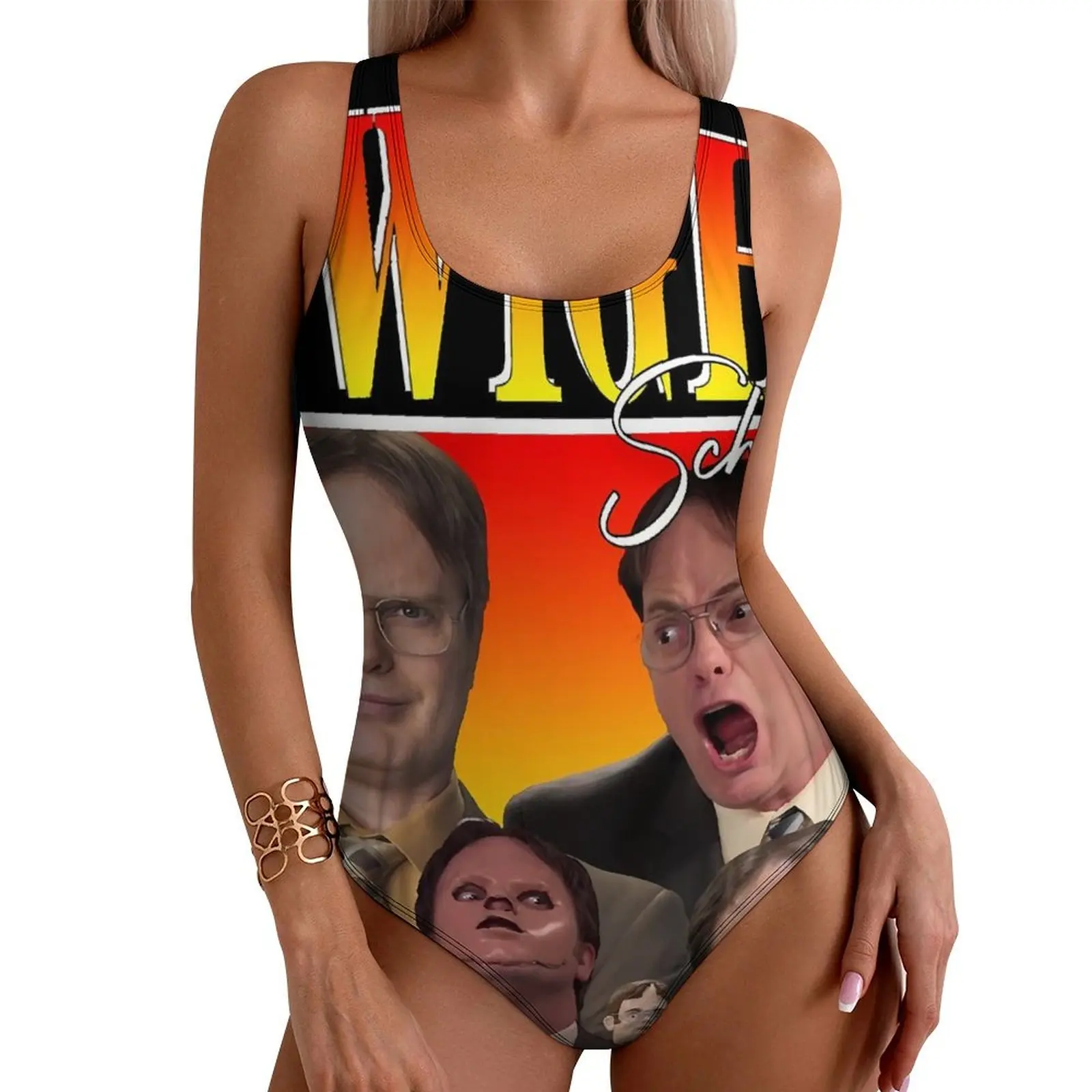 Dwight Schrute Swimsuit Fun Man Push Up Swimwear One Piece Holiday Surf Bathing Suit Bodysuit Design Beach Outfits Plus Size