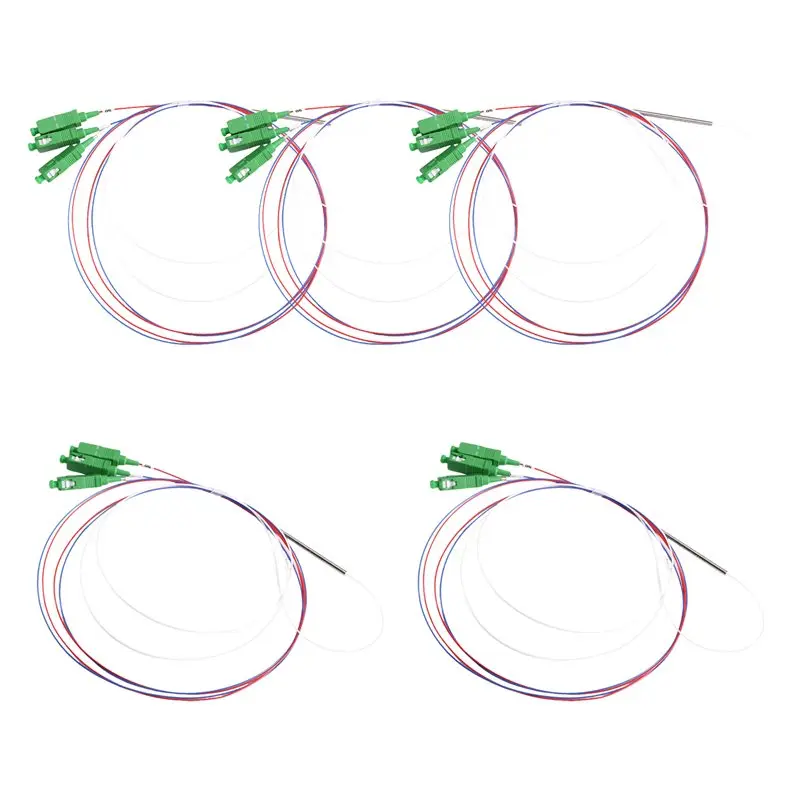 [NEW!】 1X2 SC APC PLC Fiber Optic Splitter 5PCS 1M For FTTH CATV Telecom Network Fiber Optic PLC Splitter 1X2 Optical Connector