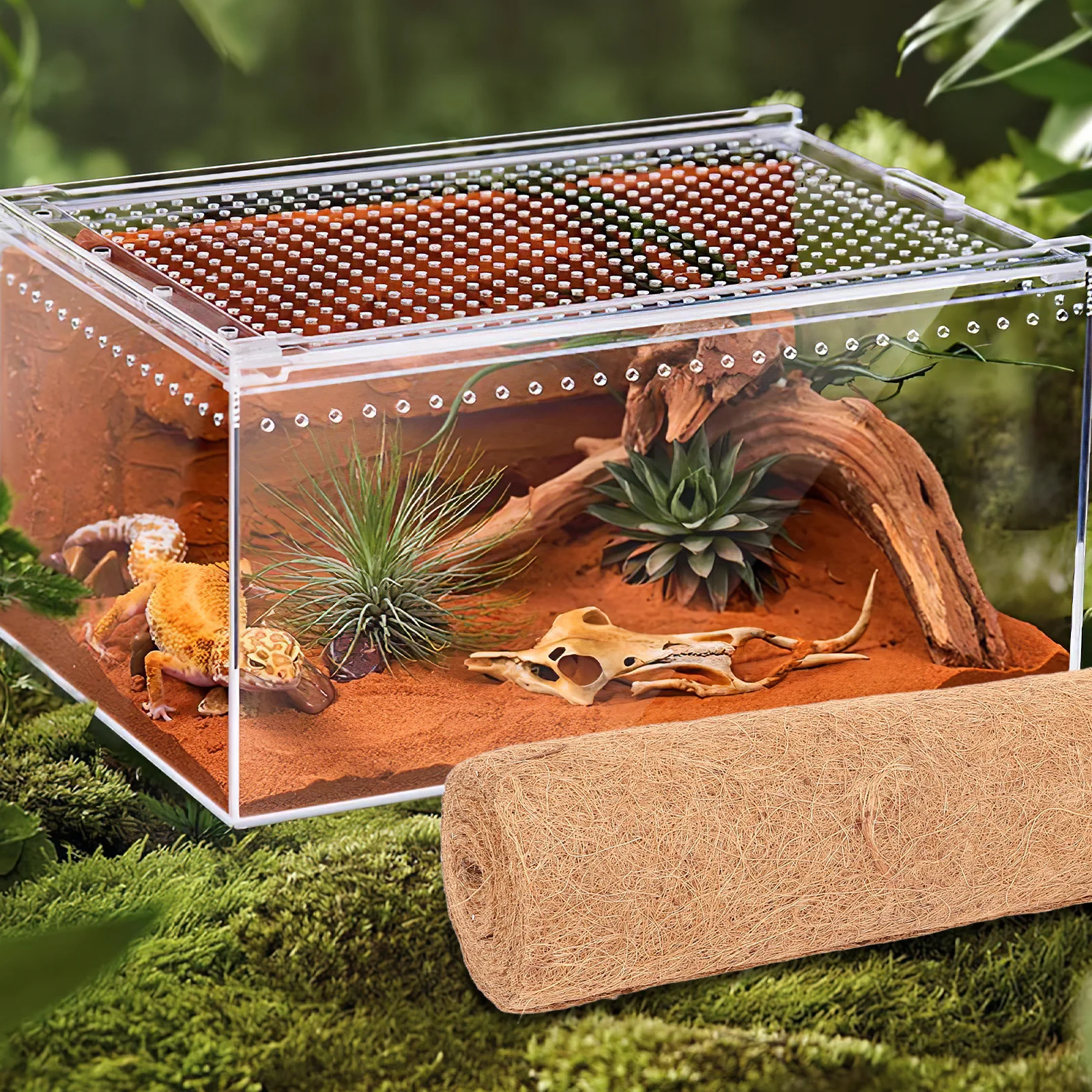 

Reptile Coconut Fiber Mat Natural Breathable Odorless Carpet Substrate for Pet Tortoise Box Bedding Reptile Climbing Carpet