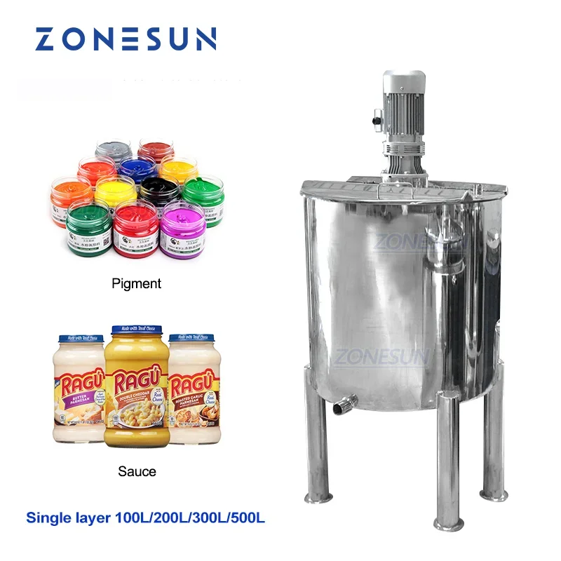 ZONESUN 100L 200L 300L 500L Sanitary Stainless Steel Vertical Cosmetic Liquid Chemical Mixing Equipment Tank