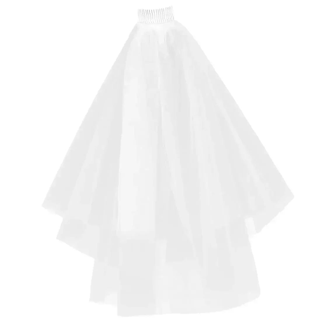 Wedding Bridal Veil with Comb 2 Tier Tulle Short Wedding Veil Fingertip Length