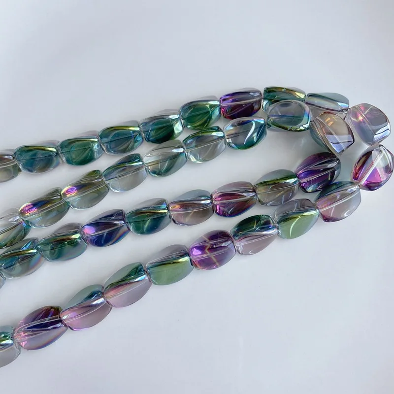 10pcs Irregular Lampwork Glass Beads For Jewelry Making Diy AB Bracelet Earrings AB Rainbow Golden Color Crystal Beads Wholesale