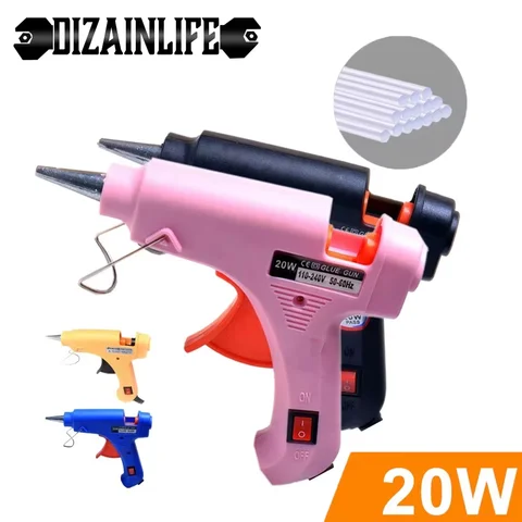 DIZAINLIFE 20W EU 핫멜트 접착제 총 7mm 접착제 스틱 DIY 미니 전기 열 온도 수리 도구 산업용 온도