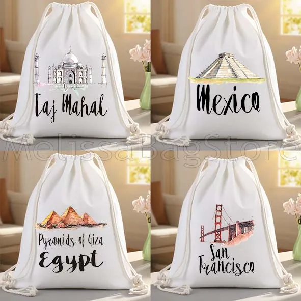 

Мексика Тадж Махал Лос-ангелы Египет Холщовые сумки на шнурке Футбольный рюкзак Сумка Подарки Сумка на шнурке для тренировок Пеший туризм Спорт