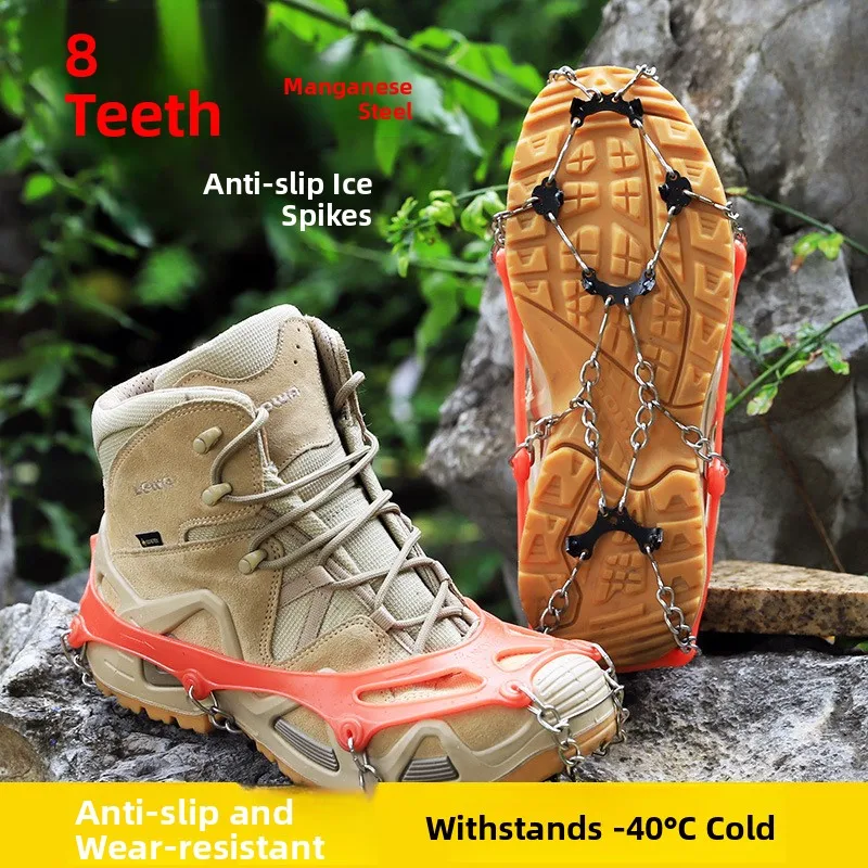 

Outdoor Climbing Ice Claw oe Covers Anti-Slip Welded Stainl Steel Snow Claw Mountain Climbing Equipment Adult Ice ip S...