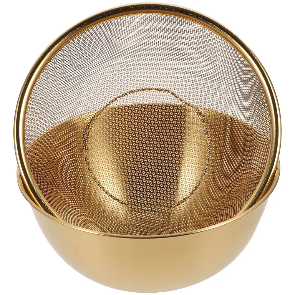 

1 set 1 Set Of Stainless Steel Vegetable Washing Basket Fine Mesh Strainer Bowl Kitchen Fruit Rice Drainer Colander Set Drainage