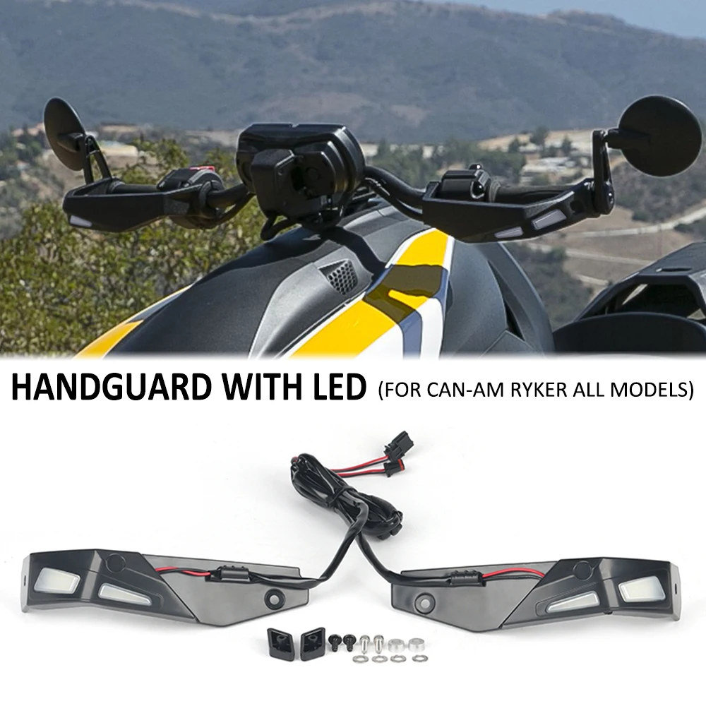 For Can-Am Ryker 600 900 Sport Rally All Models Accessories Hand Guard Handguard Handlebar Protector Kit With LED Lights Lamps