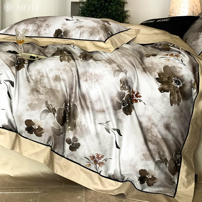 

Customizable pastoral 100S long-staple cotton bed four-piece set