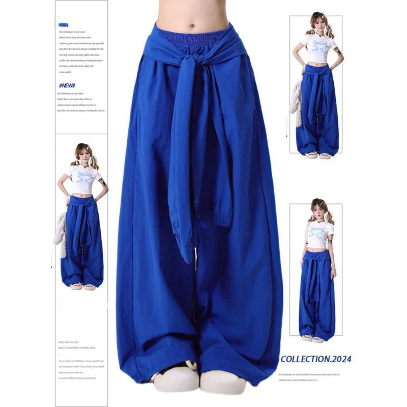 

Women Blue Baggy Pants Vintage Y2k Streetwear Loose Pants Harajuku 90s Aesthetic Wide Leg Trousers 2000s Clothes 2024 New