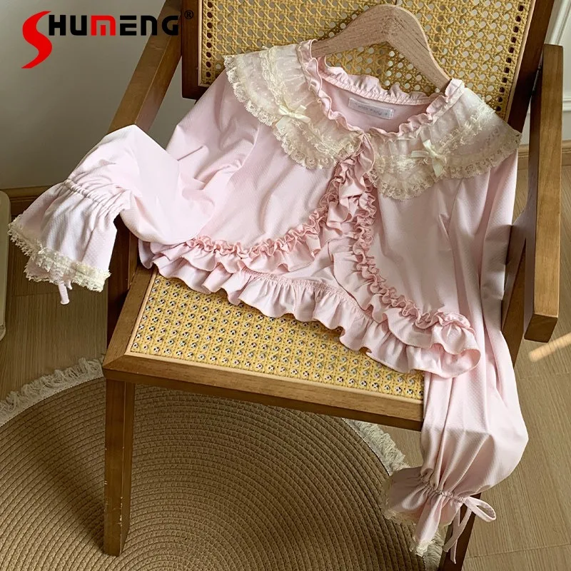 

Y2k Design Lace Ruffle Sunscreen Cardigan 3 Colors Breathable Lightweight Rojita Shirt Summer Casual Blouse Outerwear For Women