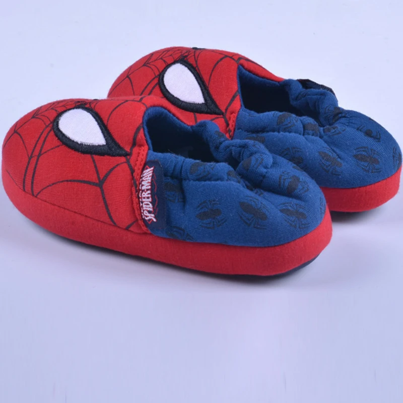 Disney-Zapatillas de casa de Interior para padres e hijos, zapatos antideslizantes de algodón con tacón, transpirables, Color Rojo
