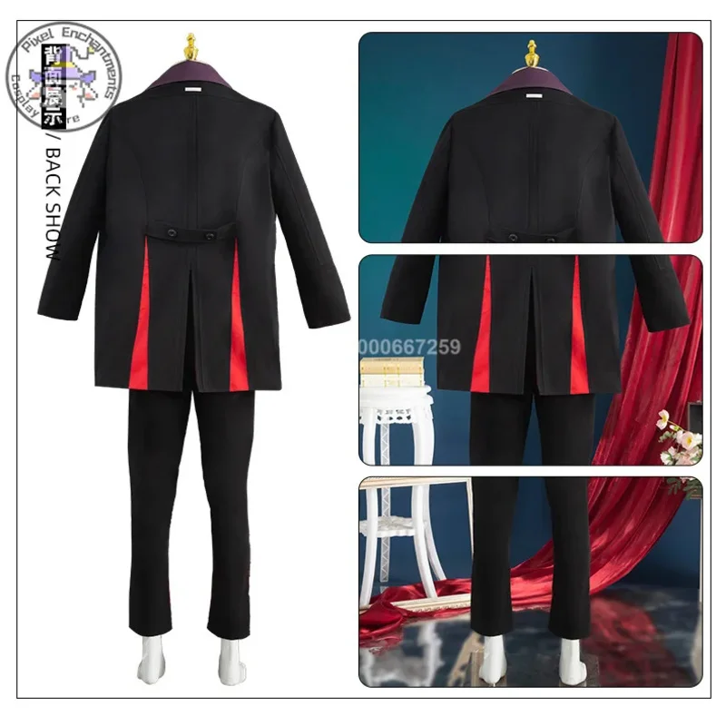 لعبة الحب والمساحة العميقة سيلوس لا هوادة له الفاتح تأثيري حلي الرجال شعر مستعار قرمزي الحجاب موحدة البدلة Onychinus حفلة الهالوين