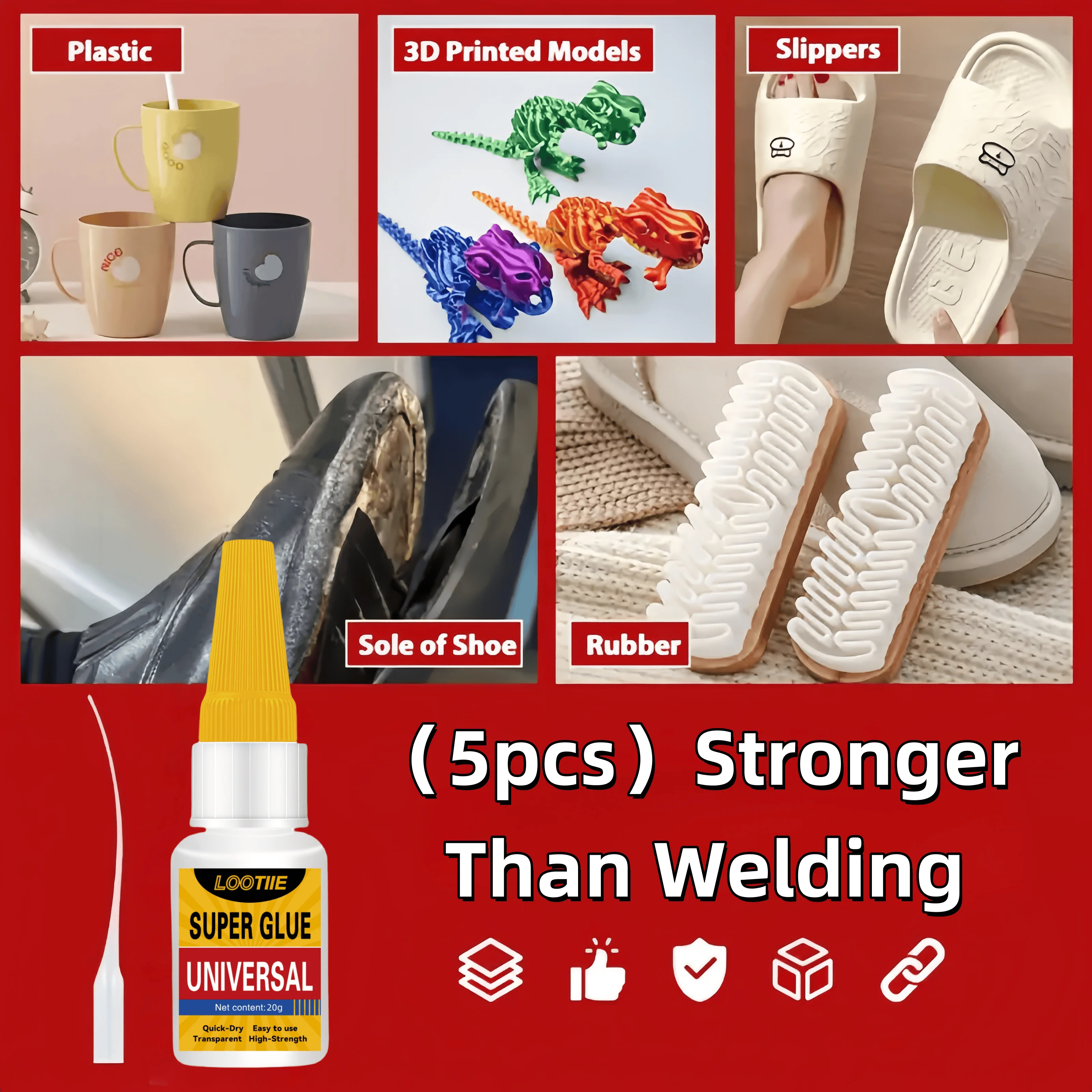 5pcs Transparent Repair Glue - Instant Bond for Household Items, Universal DIY Adhesive for Broken Metal/Wood/Glass