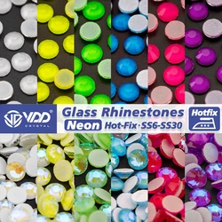 VDD SS6-SS30 Hot-Fix Neon-Color Series Glass Rhinestones Crystal Flatback Strass Stones For DIY Clothes Garment Decorations