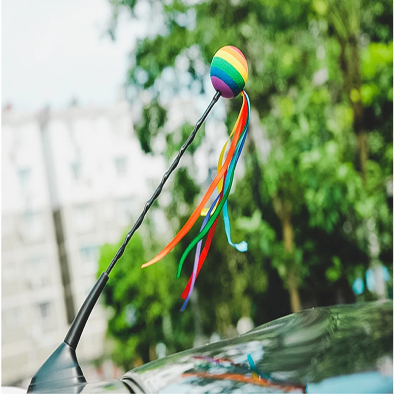 Rainbow Straps Car Styling Roof Antenna Ornament Funny Cartoon Doll Antenna Balls Plush EVA Foam Aerial Toppers Decoration